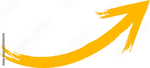 Obraz na plátne Orange arrow curving upwards to the right