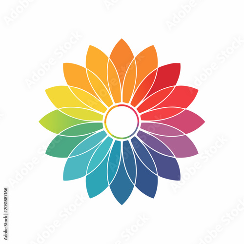 Colorful Flower Petal Logo with Rainbow Colors