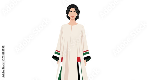 Εκτύπωση καμβά A digital illustration of a woman wearing a traditional kaftan dress
