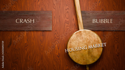 Obraz na plátně Housing market swings between crash and bubble