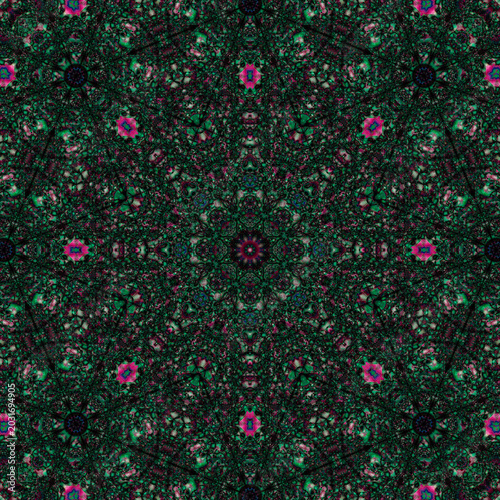 Seamless abstract geometric kaleidoscope pattern.