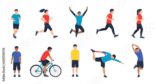 Canvastavla Diverse set of active people engaged in various sports and fitness activities