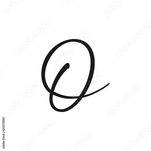 Elegant black cursive letter O on a clean white background, a minimalist and stylish design perfect for branding or decorative purposes.