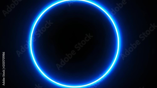 Neon blue glowing circle abstract futuristic light loop background