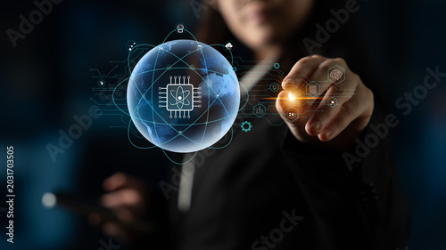 A global quantum computing network for the future of communication and data processing. A worldwide system powered by quantum technology and AI. Motif