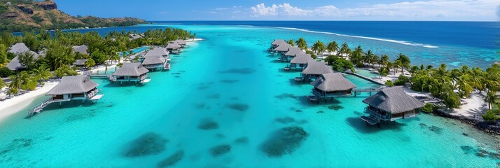 Leinwandbilder Türkis Luxury Maldives Vacation Banner With Turquoise Lagoon  © Saltanat