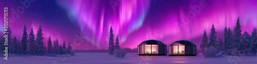 Winter Adventure Camping Under Vibrant Northern Lights