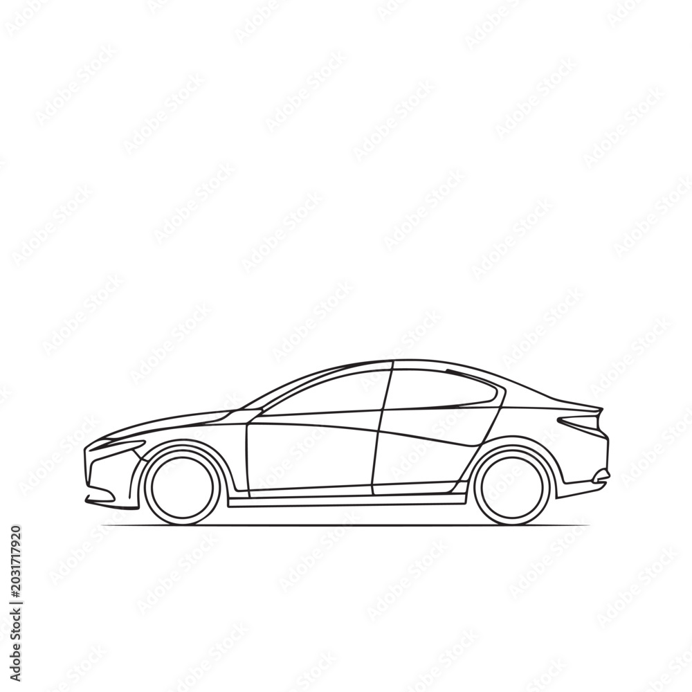 Fototapeta premium Sports Car Digital Sticker | Vehicle Maintenance Log Icon | Minimalist Automotive Bullet Journal Clipart