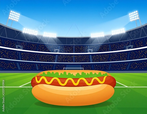 Hotdog Vector Illustration in Stadium