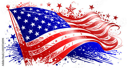Bild auf Leinwand Vector illustration of an artistic American flag