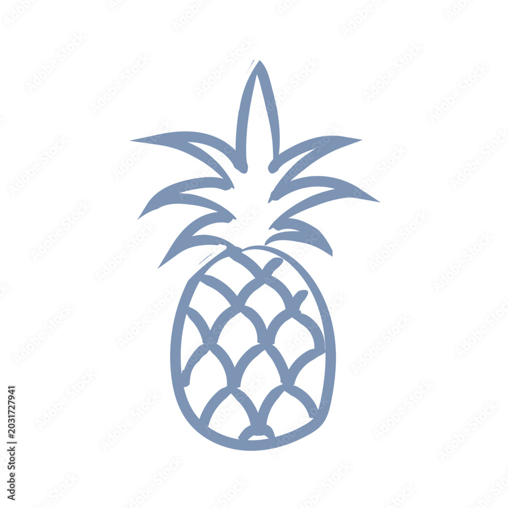Obraz premium Pineapple fruit travel ui mascot logo icon doodle 