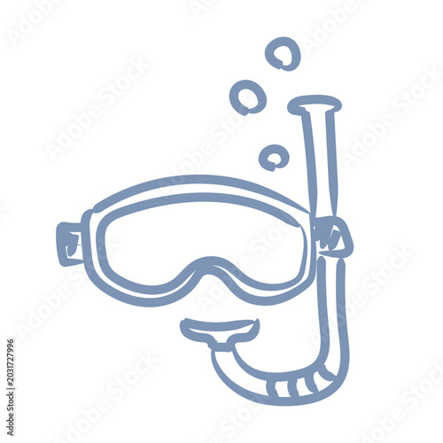 Snorkel diving vacation travel ui mascot logo icon doodle
