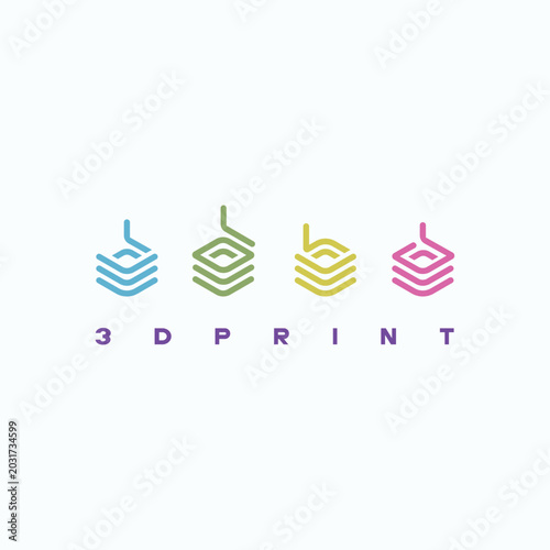 Vector Logo for 3d printing. Printing in three dimensional