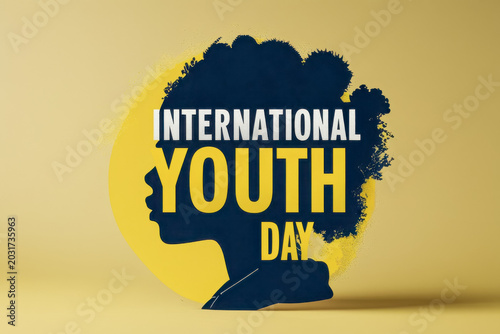 Banner poster celebration postcard international youth day, young people community AI Generative