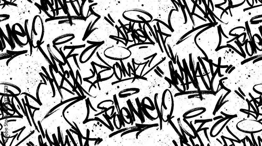 Fototapeta premium Graffiti street art covers the urban wall with vibrant tags and murals