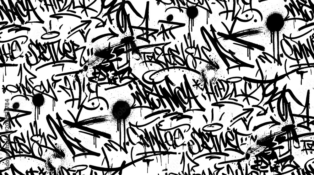 Fototapeta premium Urban Graffiti street art scene with vibrant murals covering city walls