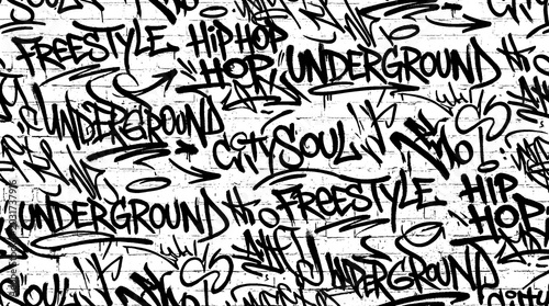 Photography Graffiti street art covers the urban wall with hip hop culture