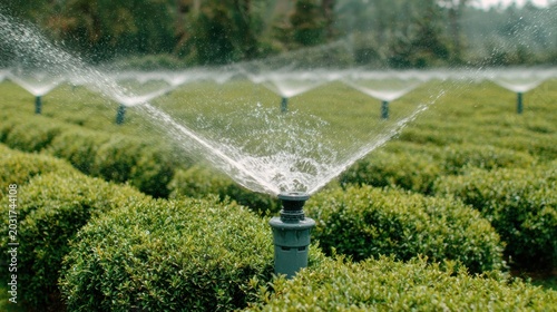 Irrigation System in Lush Green Landscape