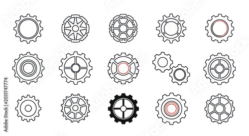 Cuadro en lienzo Gear Icons Set Vector