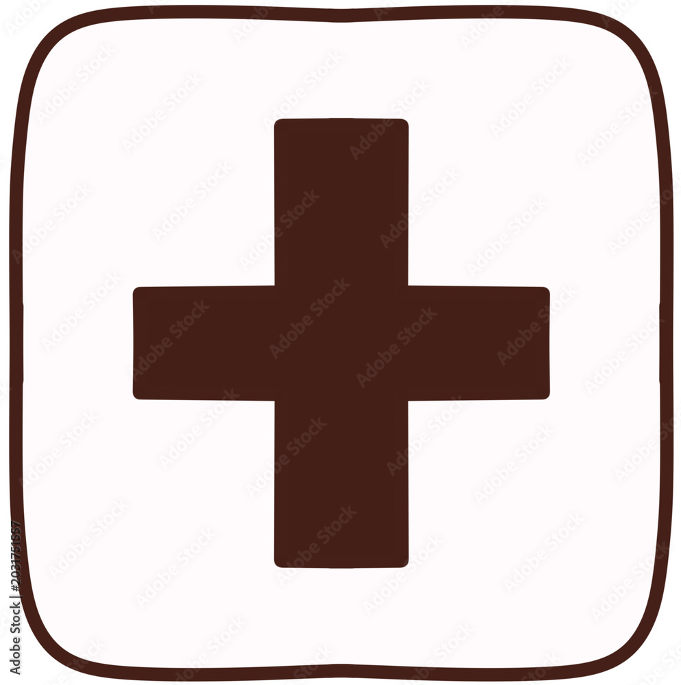 Fototapeta premium Plus sign add button icon inside square border outline