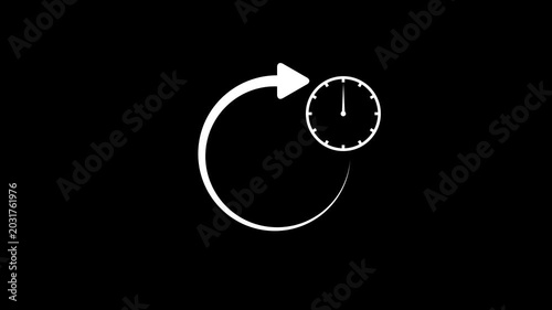 35 Minutes Clock Animation with Circular Arrow Loop and Black Background for Time Management and Deadlines.Animation video time