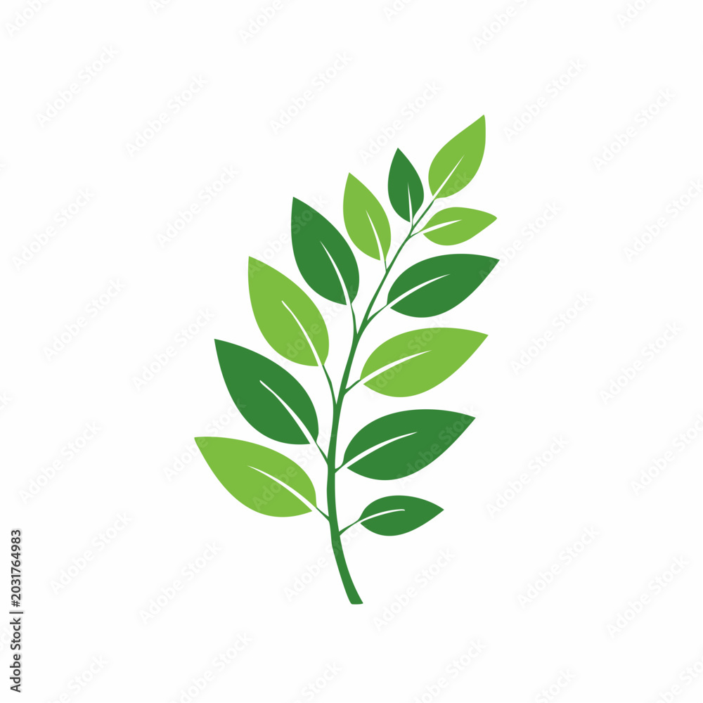 Obraz premium Green Leafy Branch Illustration