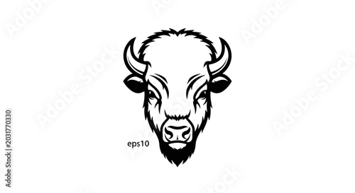Bison Head Logo, American Buffalo Silhouette, Wild Animal Emblem