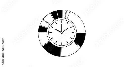 Clock pie chart representing time management and scheduling, infographic concept