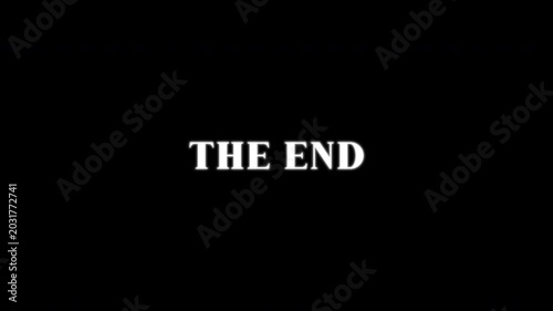 Cinematic the end text animation with an opening white border that disappears out of frame. Perfect for movie outros, widescreen video editing, and creative film post-production.