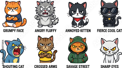 Fotografía Angry Cat Cartoon Vector Collection for T-Shirt Design

Keywords: