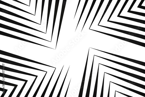 Abstract black and white geometric background with sharp concentric chevron lines