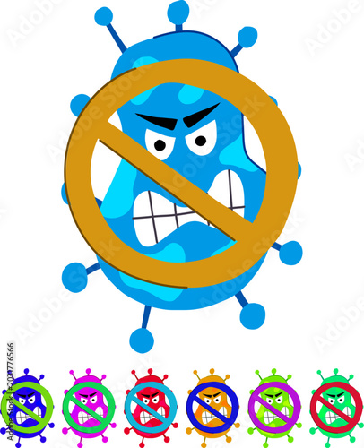Cuadro en lienzo virus anti bacteria cartoon