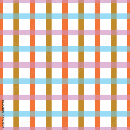 Cuadro en lienzo Colorful plaid seamless vector pattern with geometric squares and stripes