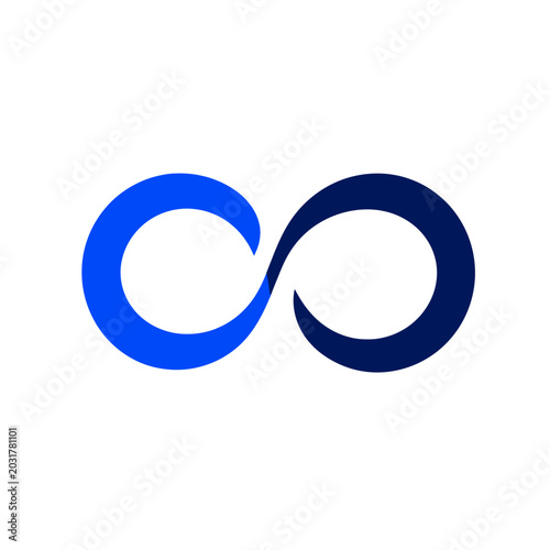 Blue infinity symbol icon with gradient design