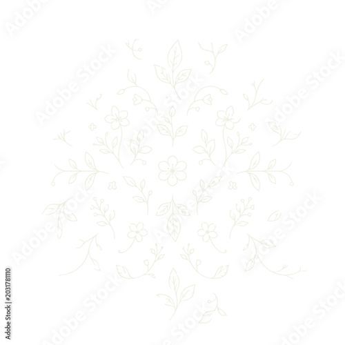Hand drawn white floral pattern on black background