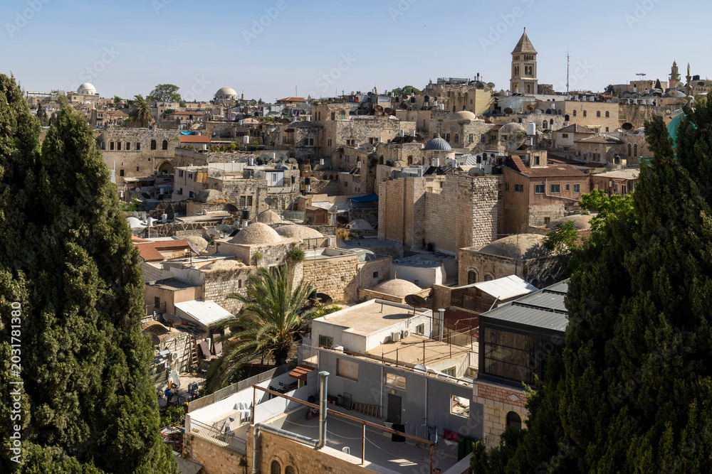 Obraz premium Jerusalem, Israel, View from the roof of Austrian Hospice. 