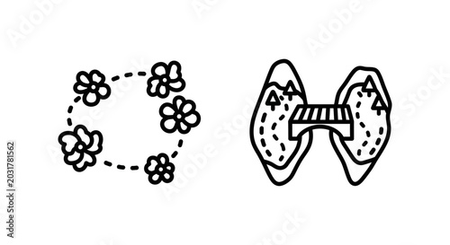 Pollinator corridor and habitat connectivity icons representing ecological pathways and environmental conservation with pollinator corridor connectivity environment ecosystem butterfly