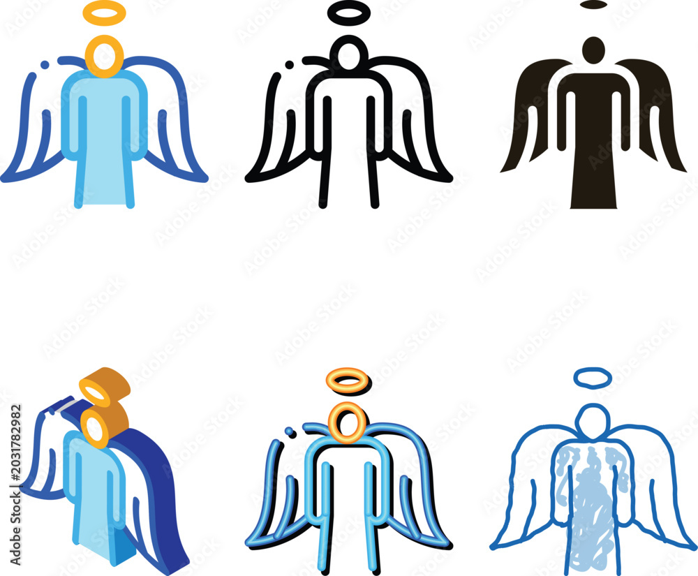 Obraz premium holy angel with wings icon vector. holy angel with wings sign. color symbol range