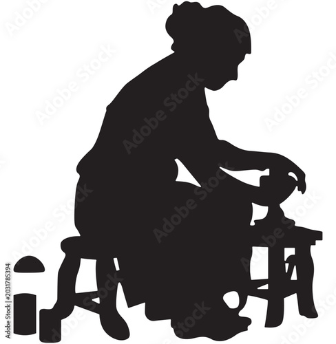 Potter Woman Silhouette Vector Ceramic Artist Pottery SVG