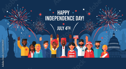 Fotografía Diverse people celebrating Independence Day.