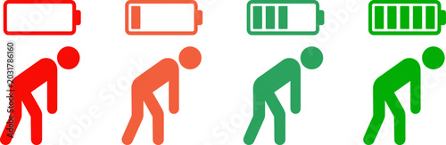 Foto Energy levels and human effort illustration of battery charge and exhaustion cor