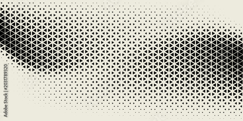 abstract triangle halftone pattern background. Degraded border for design prints.