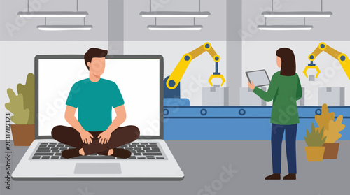 Digital interaction and automated factory production concept