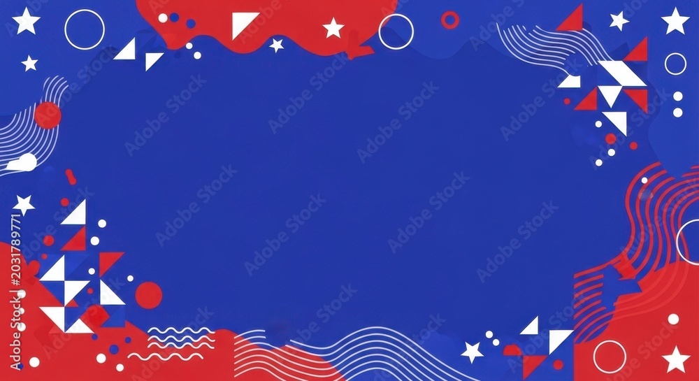 Obraz premium Abstract Patriotic Background with Geometric Shapes and Stars.