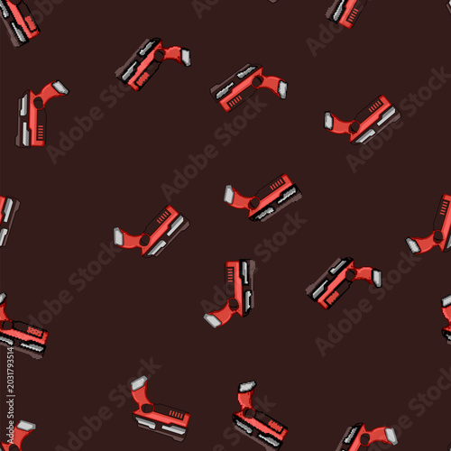 Foto seamless pattern Stylized foam dart blaster toy in red and black, playful vector
