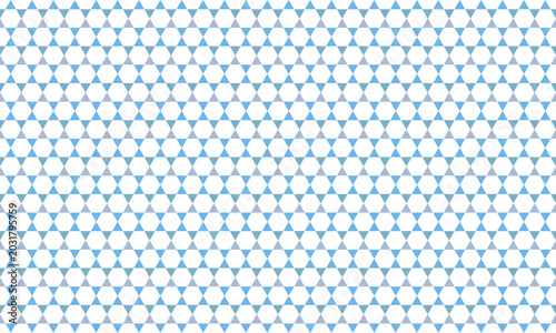 Obraz na plátně Patrón continuo geométrico de círculos blancos y pequeños triángulos azules sobr