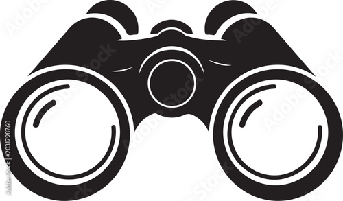 Binoculars, Black Vector Icon, Optical Instrument, Observation Tool