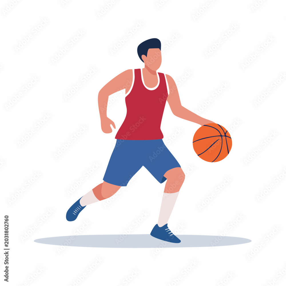Fototapeta premium Basketball Player Dribbling Ball