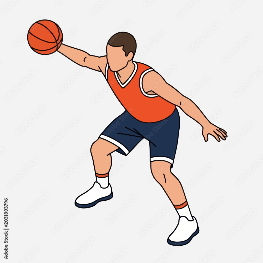 Fototapeta premium Man playing basketball with ball.