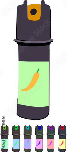 Photography Pepper spray device with a chili label presenting self defense, personal safety,